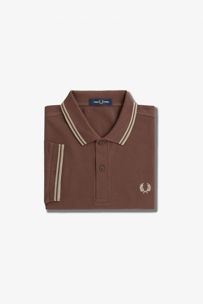 Fred Perry M3600 Men's Shirt Dark Red Warm Grey | IUZEV2361