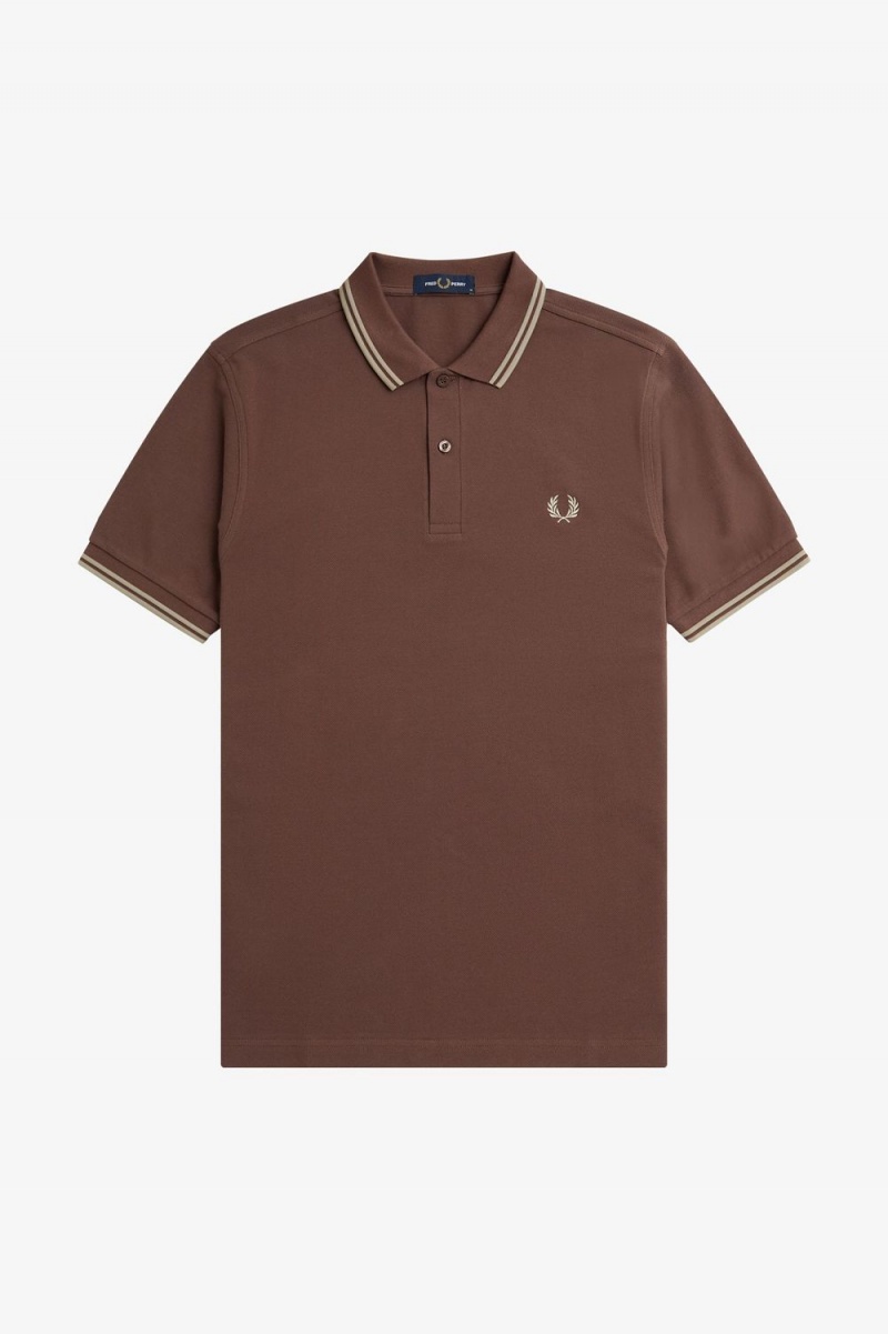 Fred Perry M3600 Men's Shirt Dark Red Warm Grey | IUZEV2361