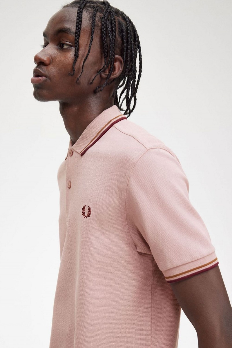 Fred Perry M3600 Men's Shirt Dusty Rose Pink Brown Oxblood | CJGZV0536