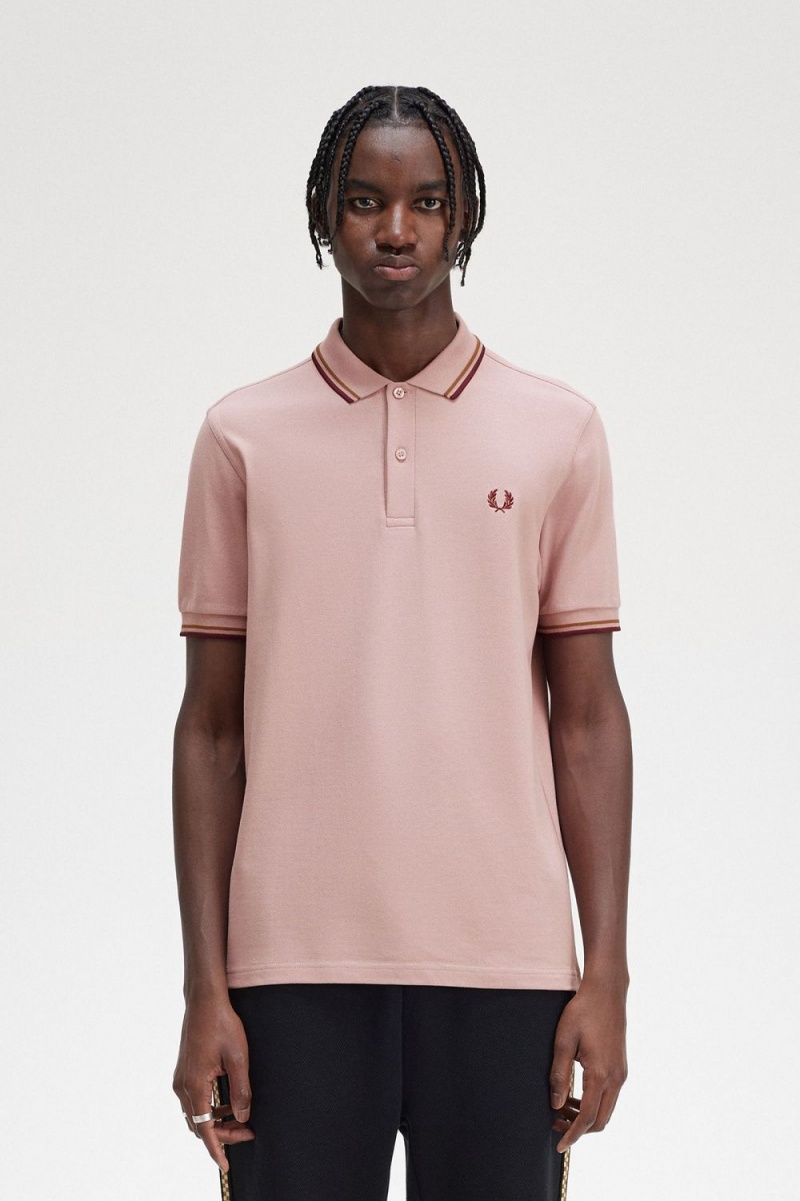 Fred Perry M3600 Men\'s Shirt Dusty Rose Pink Brown Oxblood | CJGZV0536