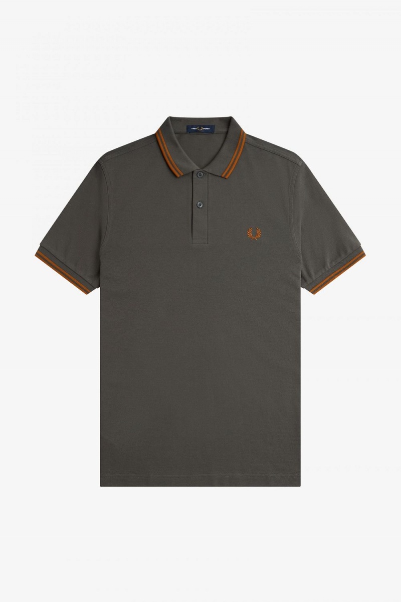 Fred Perry M3600 Men's Shirt Field Green Brown | PWZIR7149