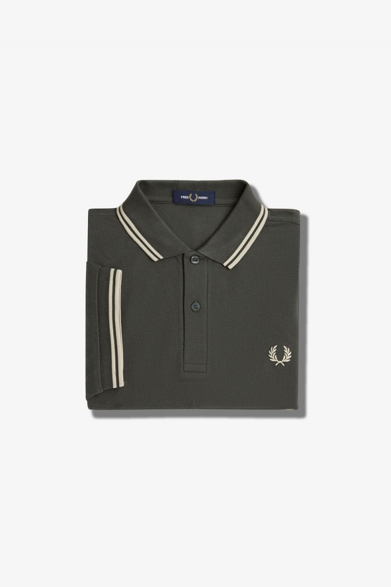 Fred Perry M3600 Men's Shirt Field Green Oatmeal Oatmeal | CEHNO3904