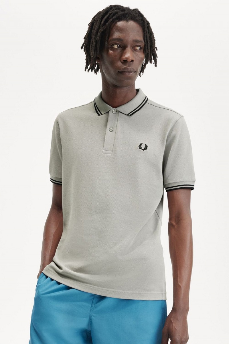 Fred Perry M3600 Men's Shirt Grey Black | WVSMA9216