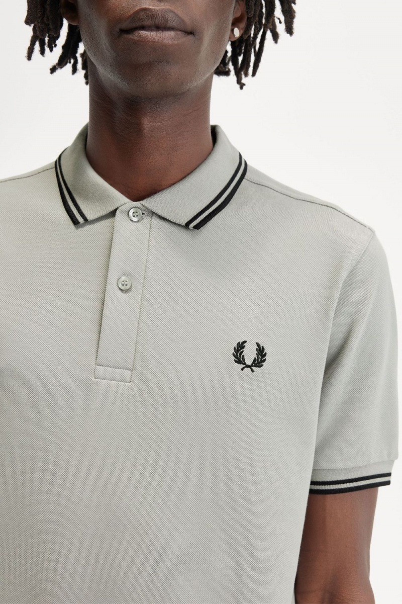 Fred Perry M3600 Men's Shirt Grey Black | WVSMA9216