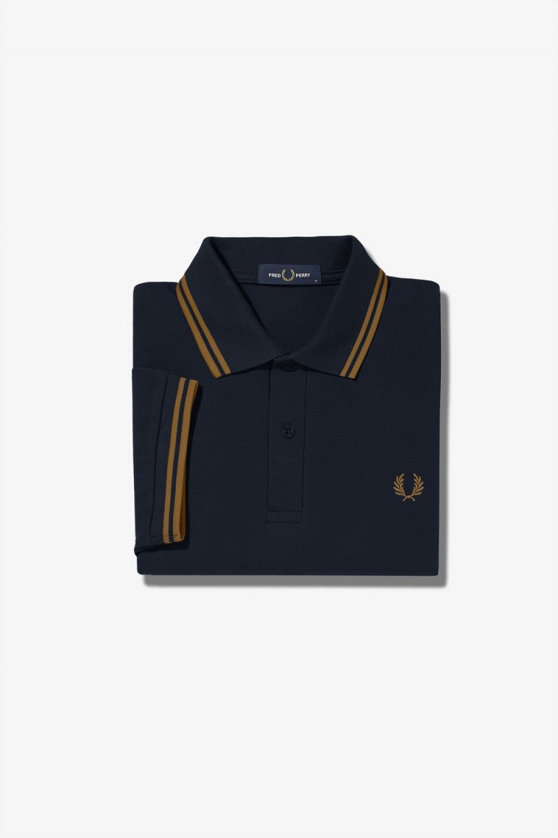 Fred Perry M3600 Men's Shirt Navy Dark Coffee | AOLNY7286