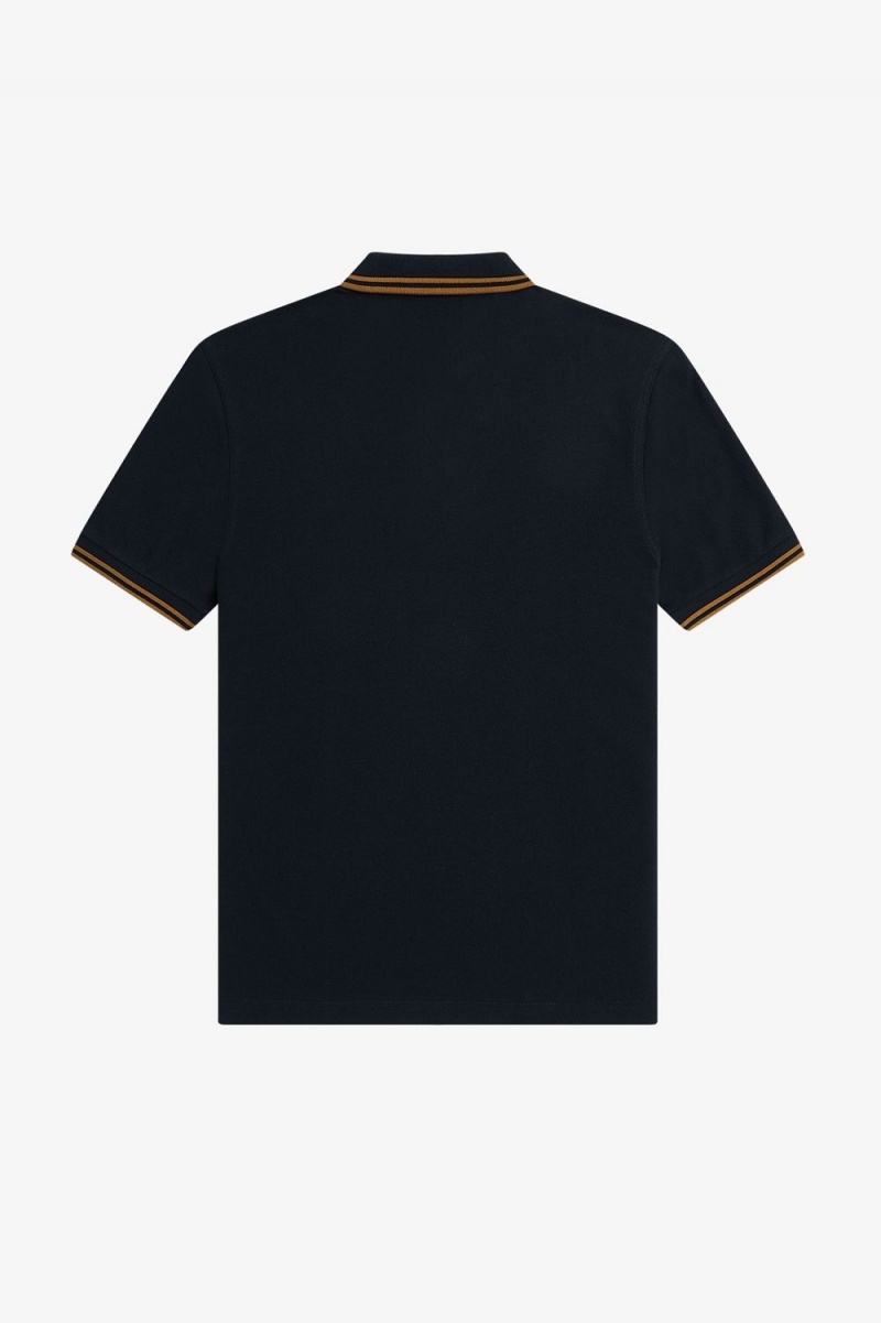 Fred Perry M3600 Men's Shirt Navy Dark Coffee | AOLNY7286