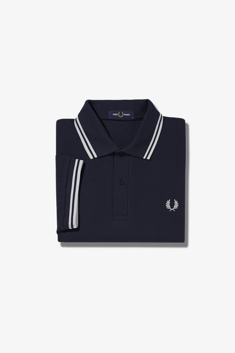 Fred Perry M3600 Men's Shirt Navy White | GPDZC0975