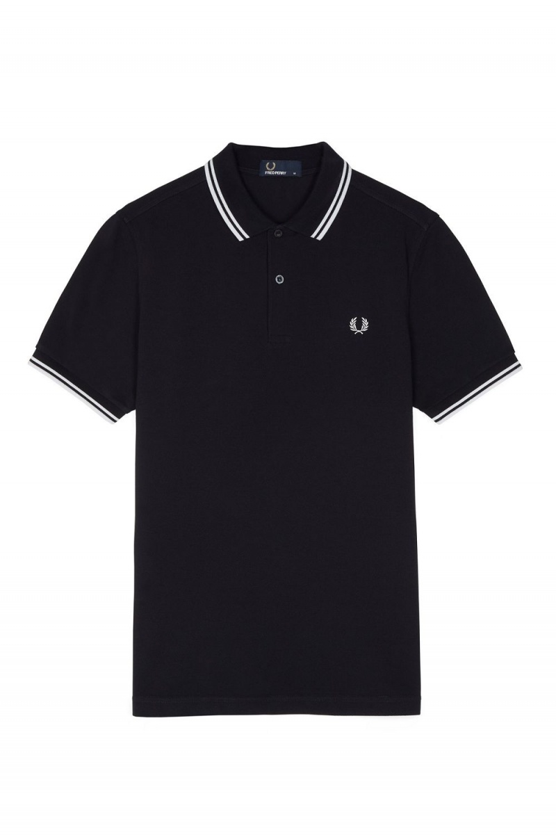 Fred Perry M3600 Men's Shirt Navy White | GPDZC0975