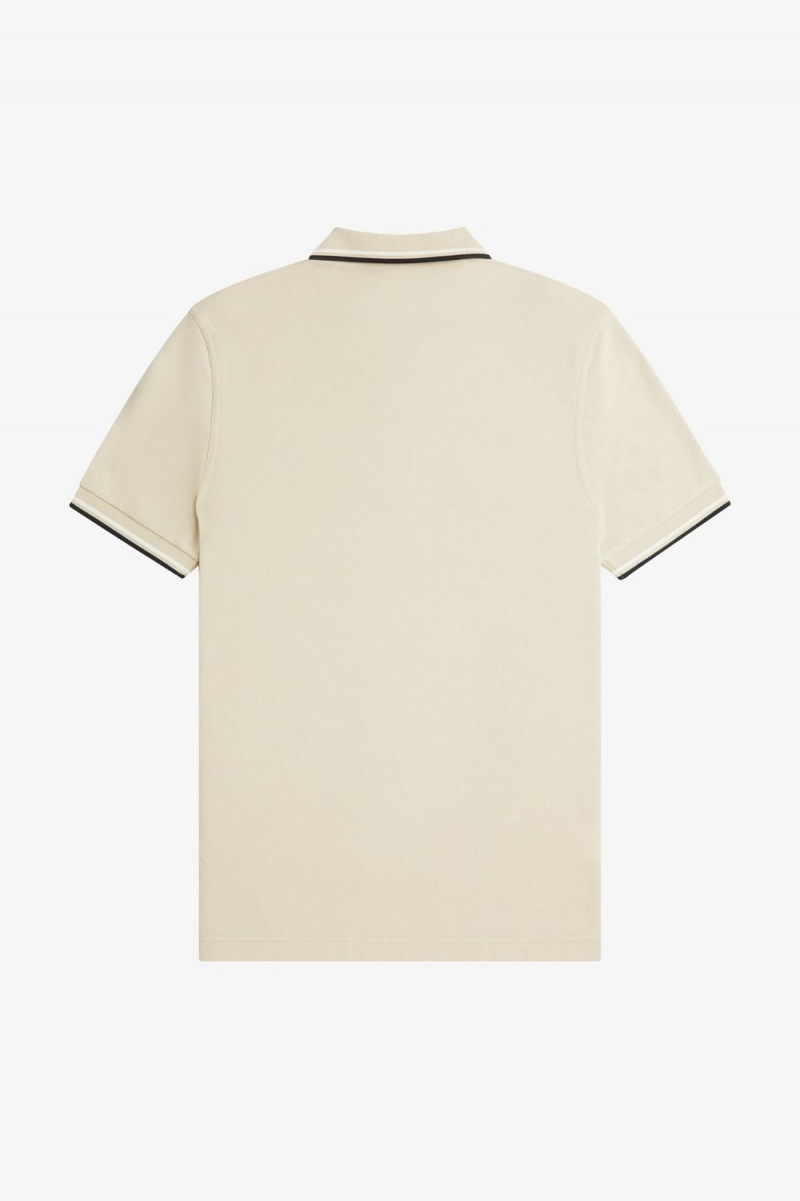 Fred Perry M3600 Men's Shirt Oatmeal Beige Black | TLUWQ6805