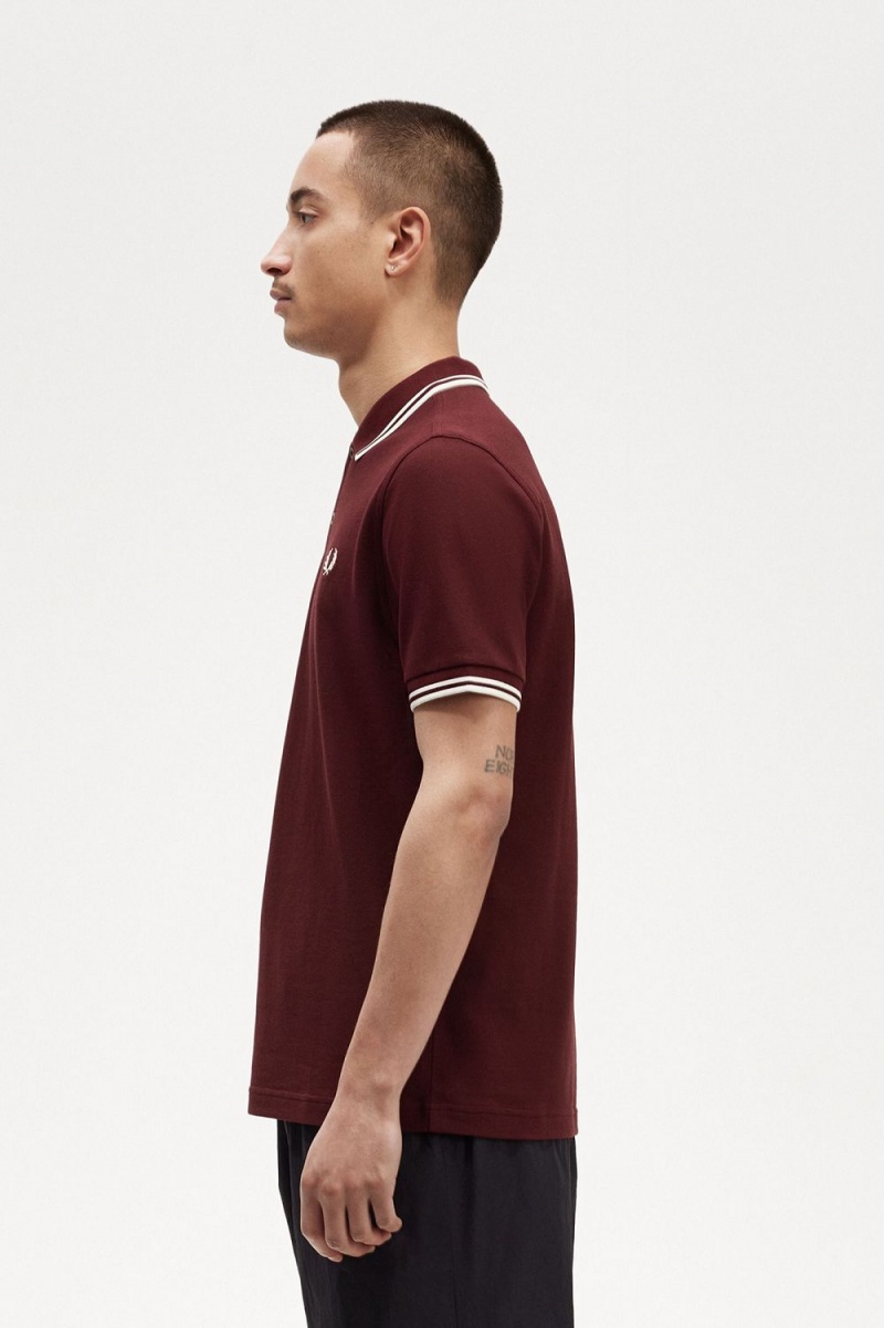 Fred Perry M3600 Men's Shirt Oxblood Beige | VOLPD9381