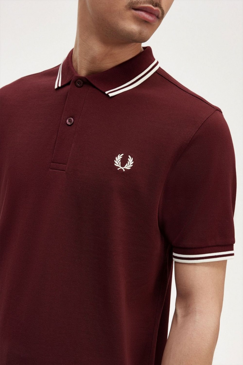 Fred Perry M3600 Men's Shirt Oxblood Beige | VOLPD9381