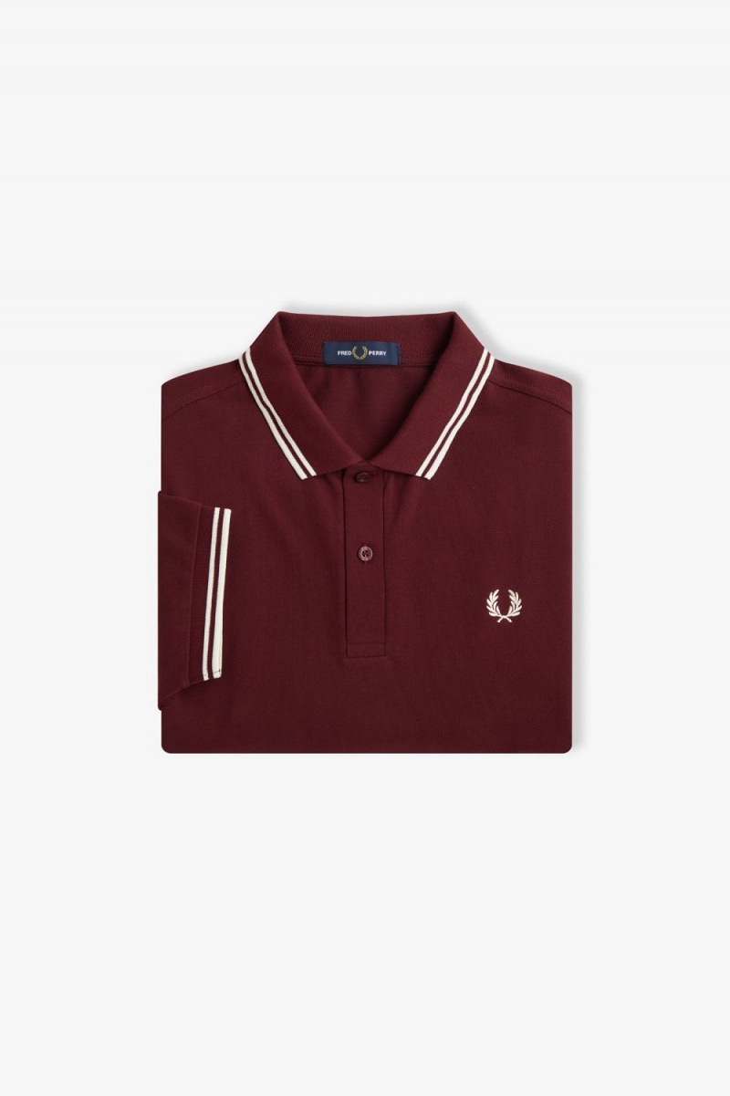 Fred Perry M3600 Men's Shirt Oxblood Beige | VOLPD9381