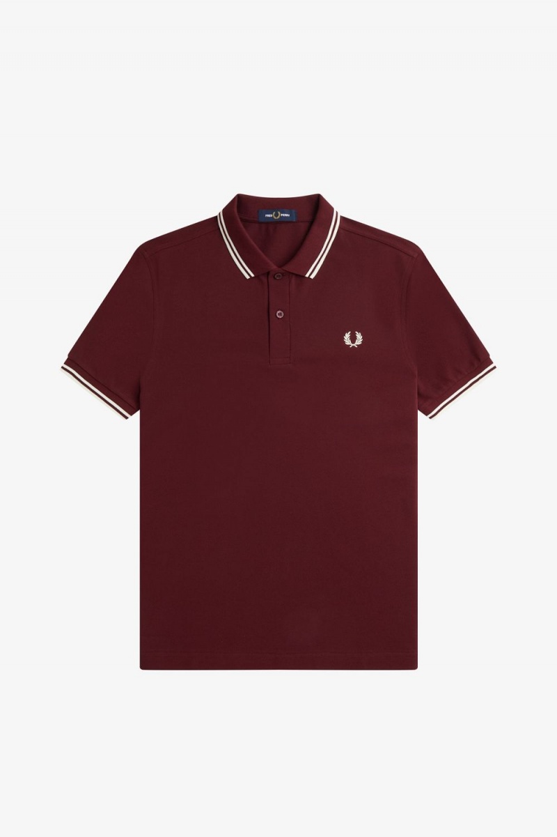 Fred Perry M3600 Men's Shirt Oxblood Beige | VOLPD9381