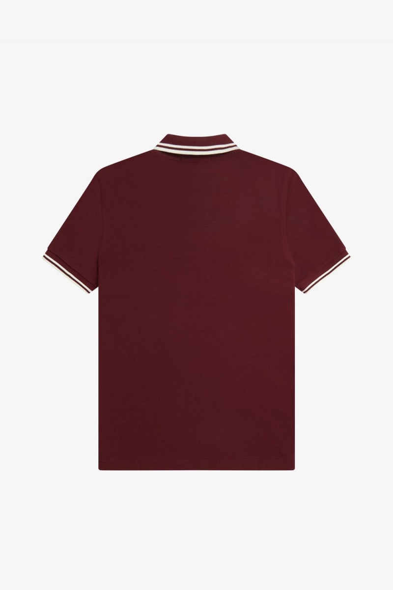 Fred Perry M3600 Men's Shirt Oxblood Beige | VOLPD9381