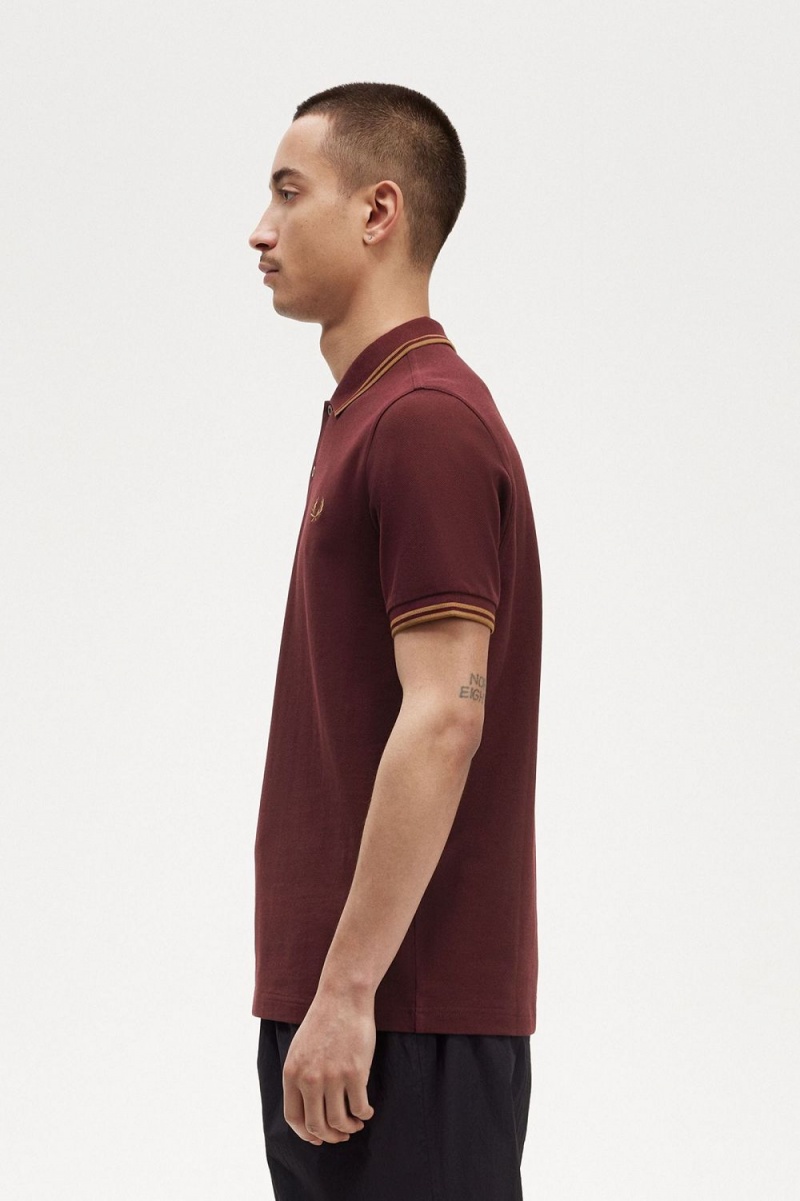 Fred Perry M3600 Men's Shirt Oxblood Brown | MRNCS2985