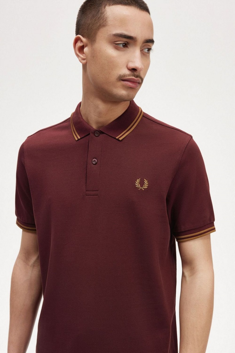 Fred Perry M3600 Men's Shirt Oxblood Brown | MRNCS2985