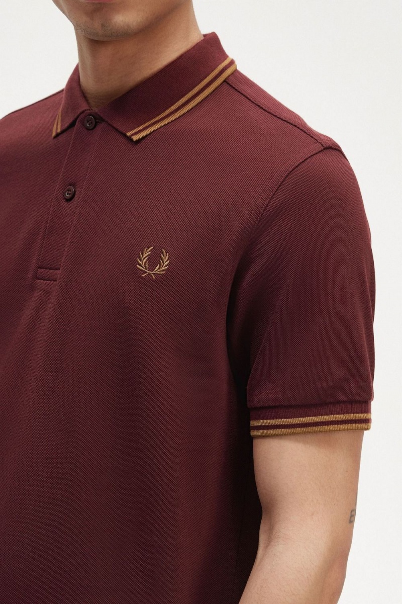 Fred Perry M3600 Men's Shirt Oxblood Brown | MRNCS2985