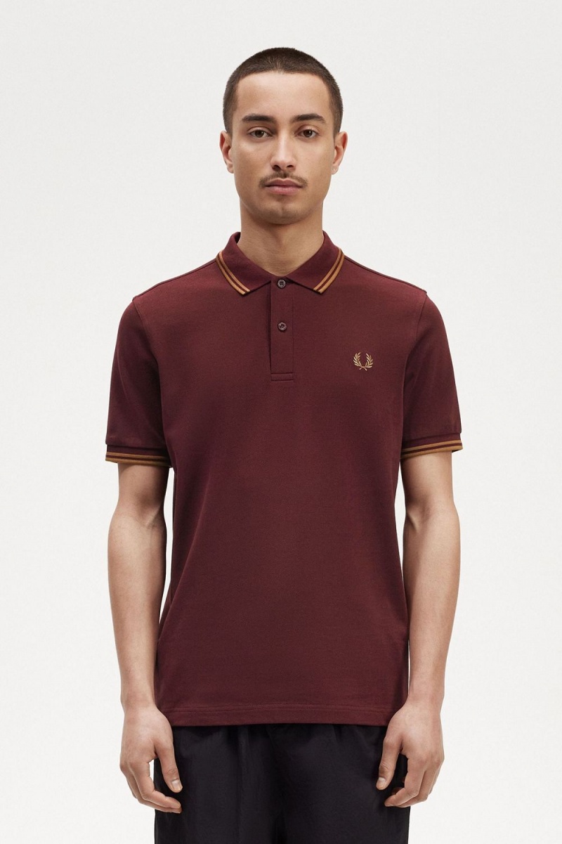 Fred Perry M3600 Men\'s Shirt Oxblood Brown | MRNCS2985