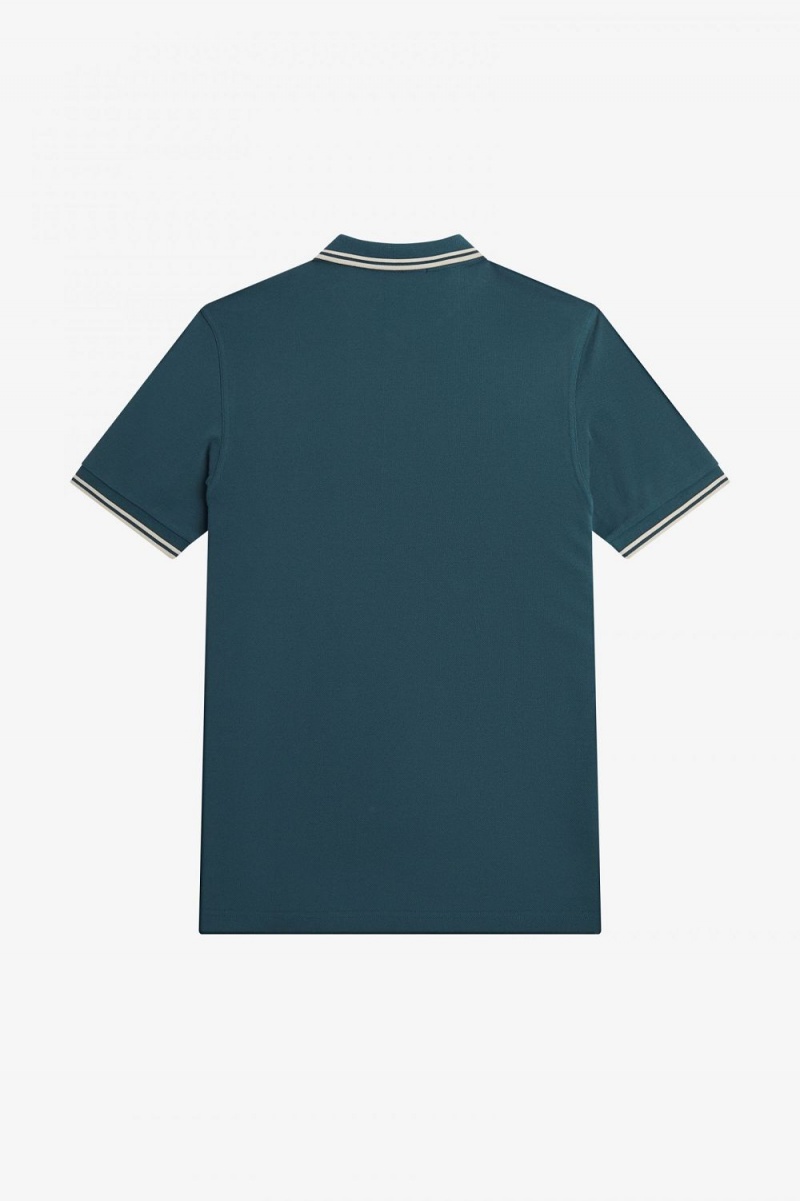 Fred Perry M3600 Men's Shirt Petrol Blue Light Mint | IKGOV1592