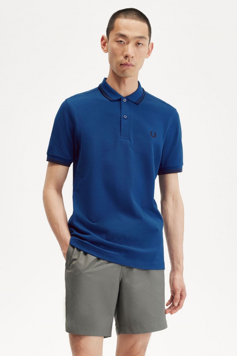 Fred Perry M3600 Men's Shirt Shaded Cobalt Navy Navy | ORVAQ2497