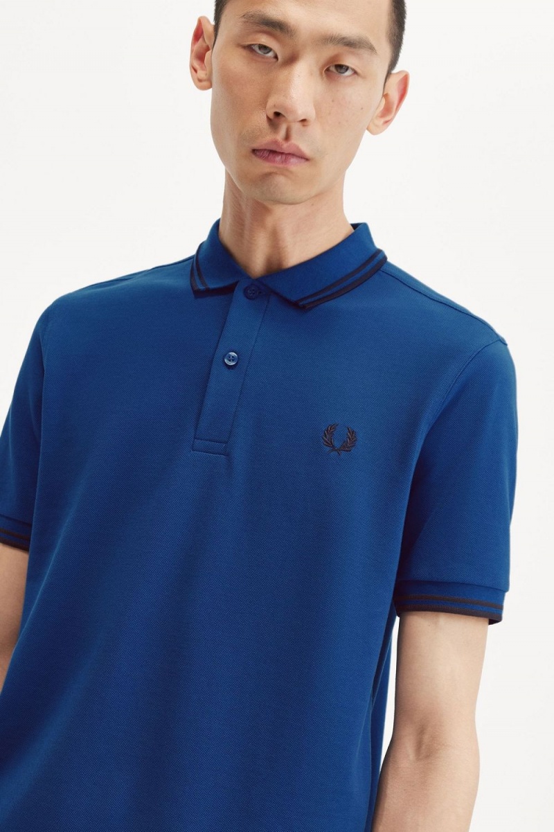 Fred Perry M3600 Men's Shirt Shaded Cobalt Navy Navy | ORVAQ2497