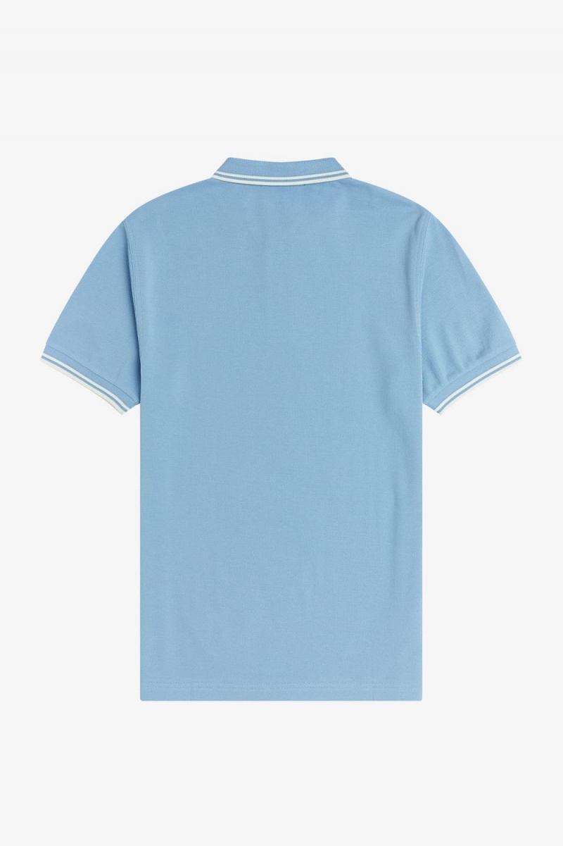 Fred Perry M3600 Men's Shirt Sky Blue Snow White | TDYCR7365