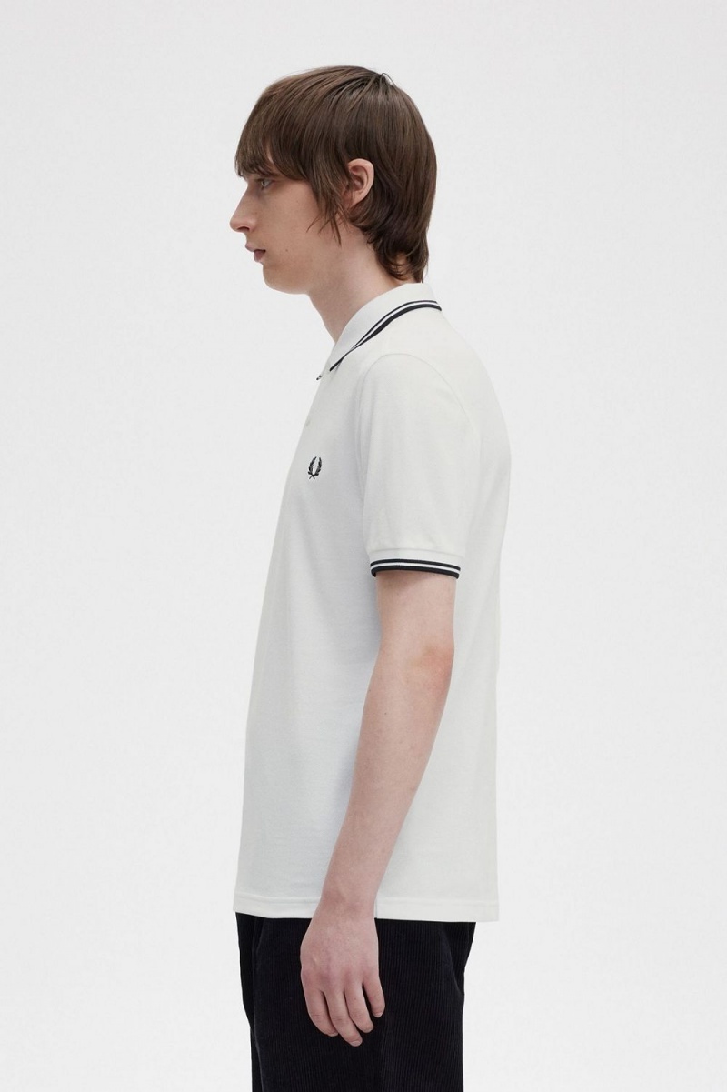 Fred Perry M3600 Men's Shirt White Black | TWZIS8915