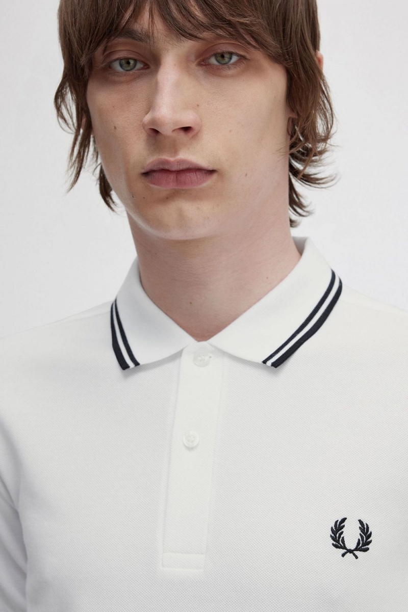 Fred Perry M3600 Men's Shirt White Black | TWZIS8915