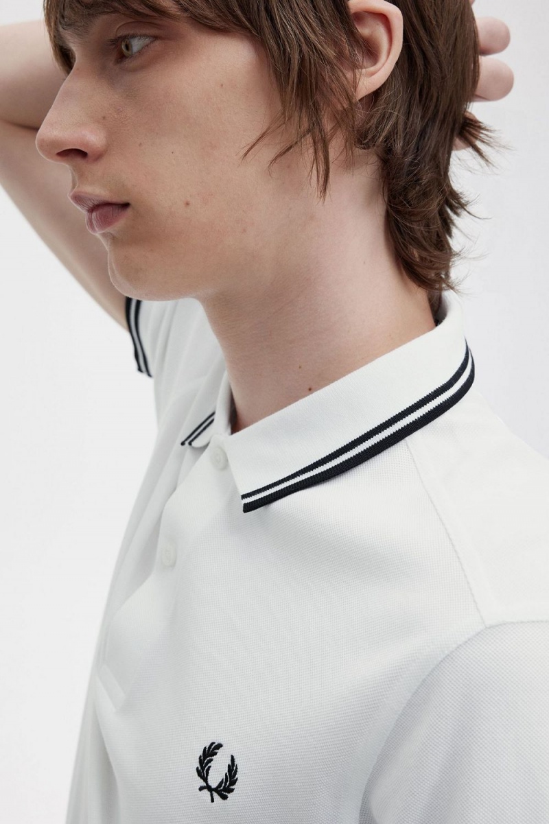 Fred Perry M3600 Men's Shirt White Black | TWZIS8915