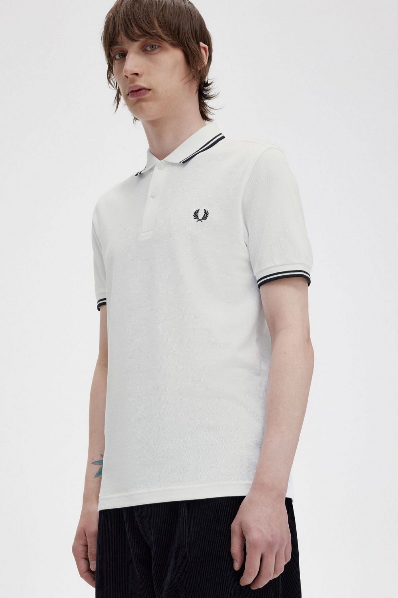 Fred Perry M3600 Men's Shirt White Black | TWZIS8915