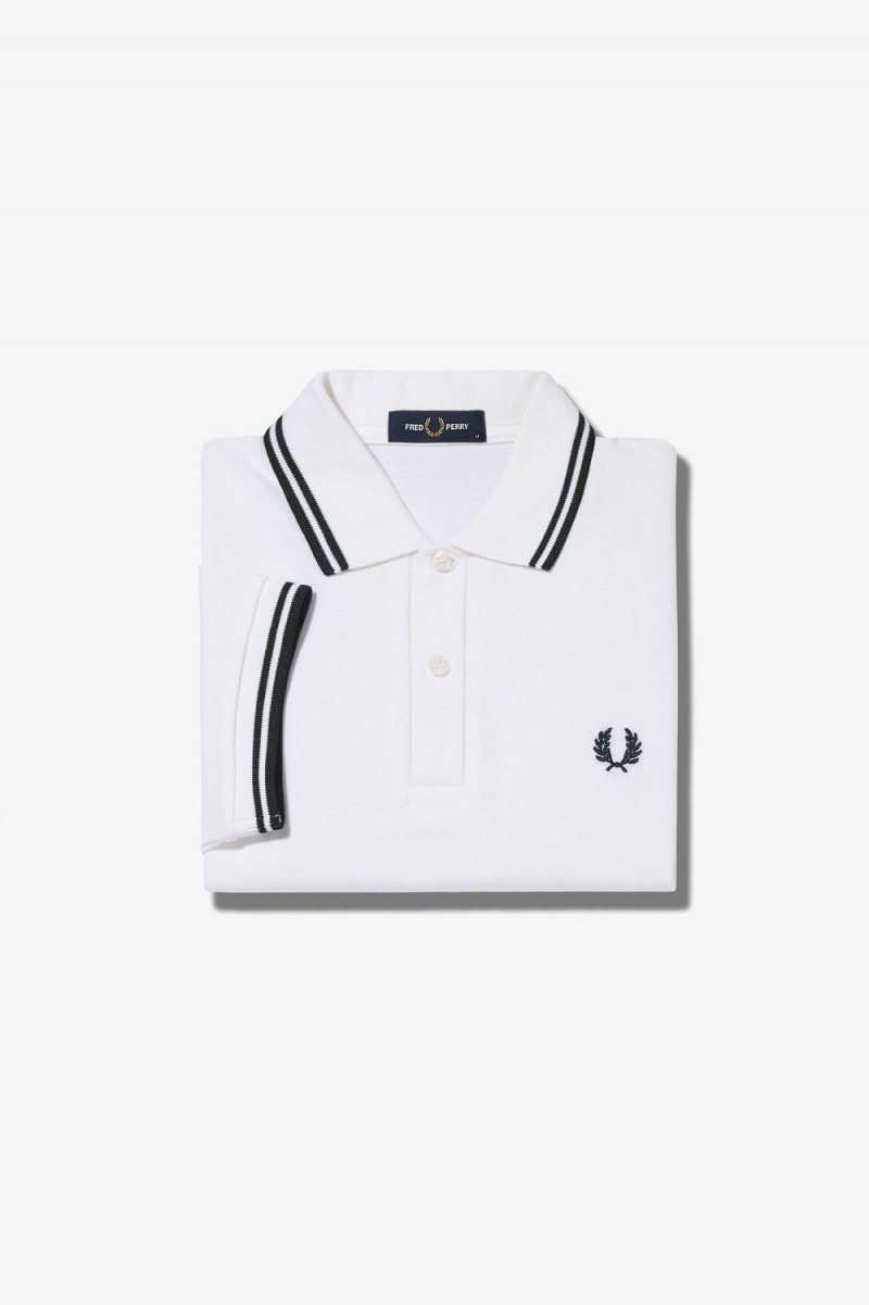 Fred Perry M3600 Men's Shirt White Black | TWZIS8915