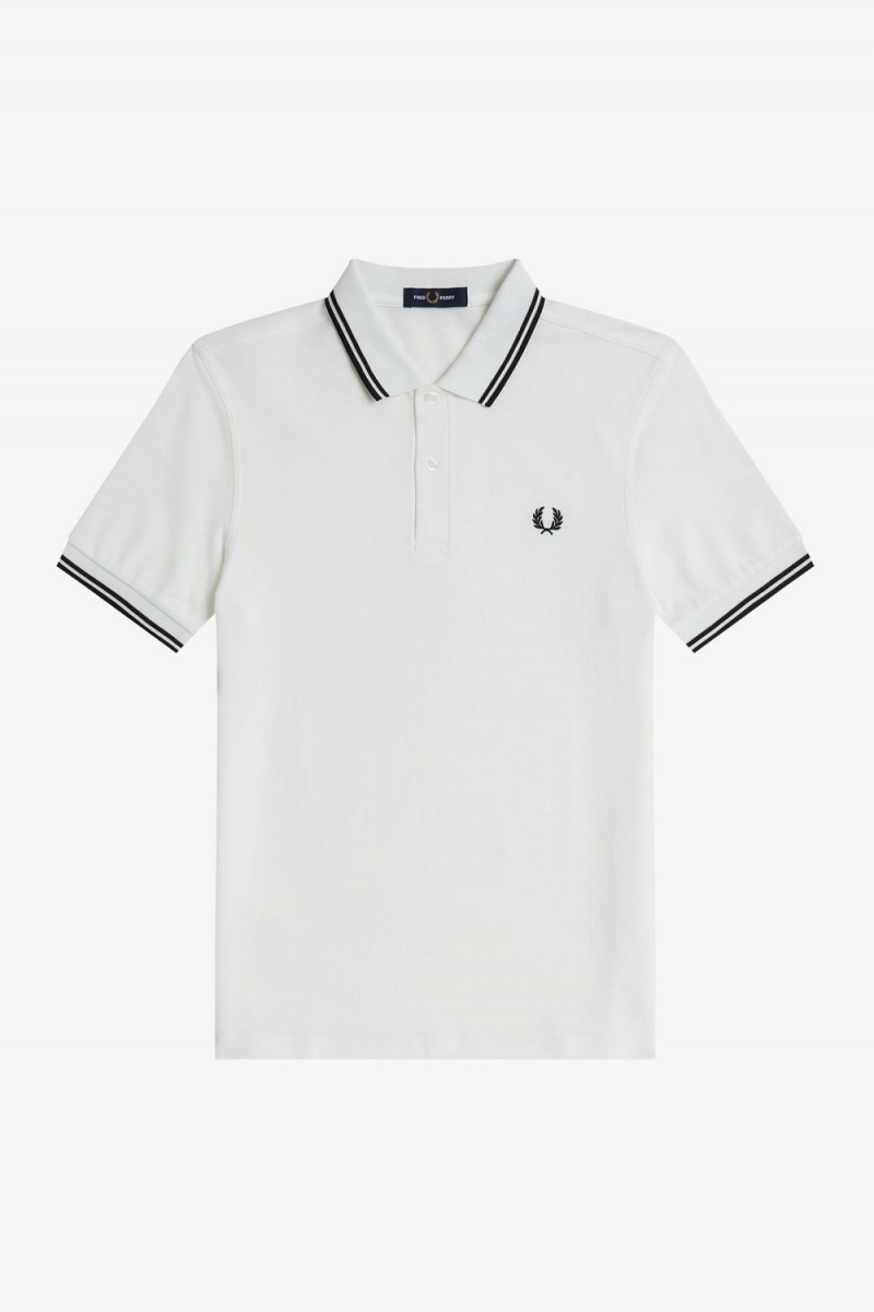 Fred Perry M3600 Men's Shirt White Black | TWZIS8915