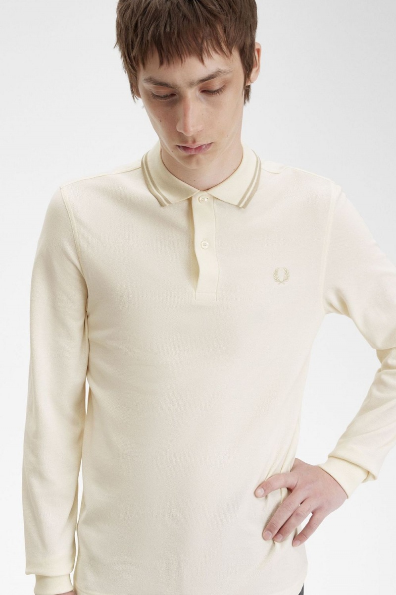 Fred Perry M3636 Men's Shirt Beige Oatmeal Oatmeal | UWNBQ6734