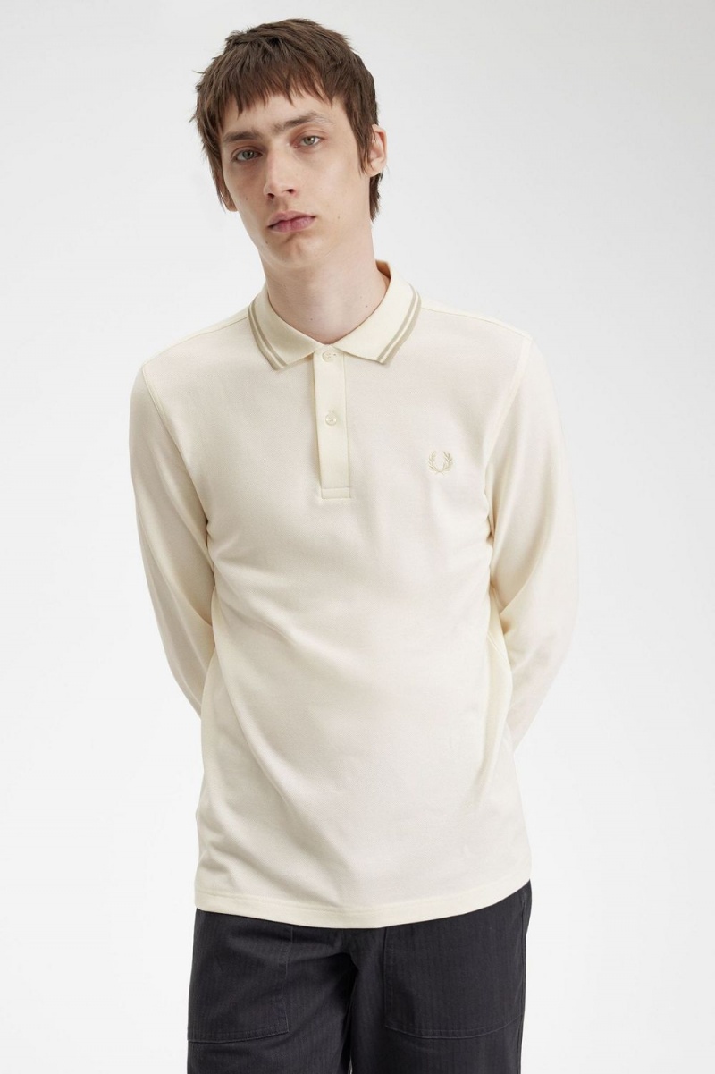 Fred Perry M3636 Men's Shirt Beige Oatmeal Oatmeal | UWNBQ6734