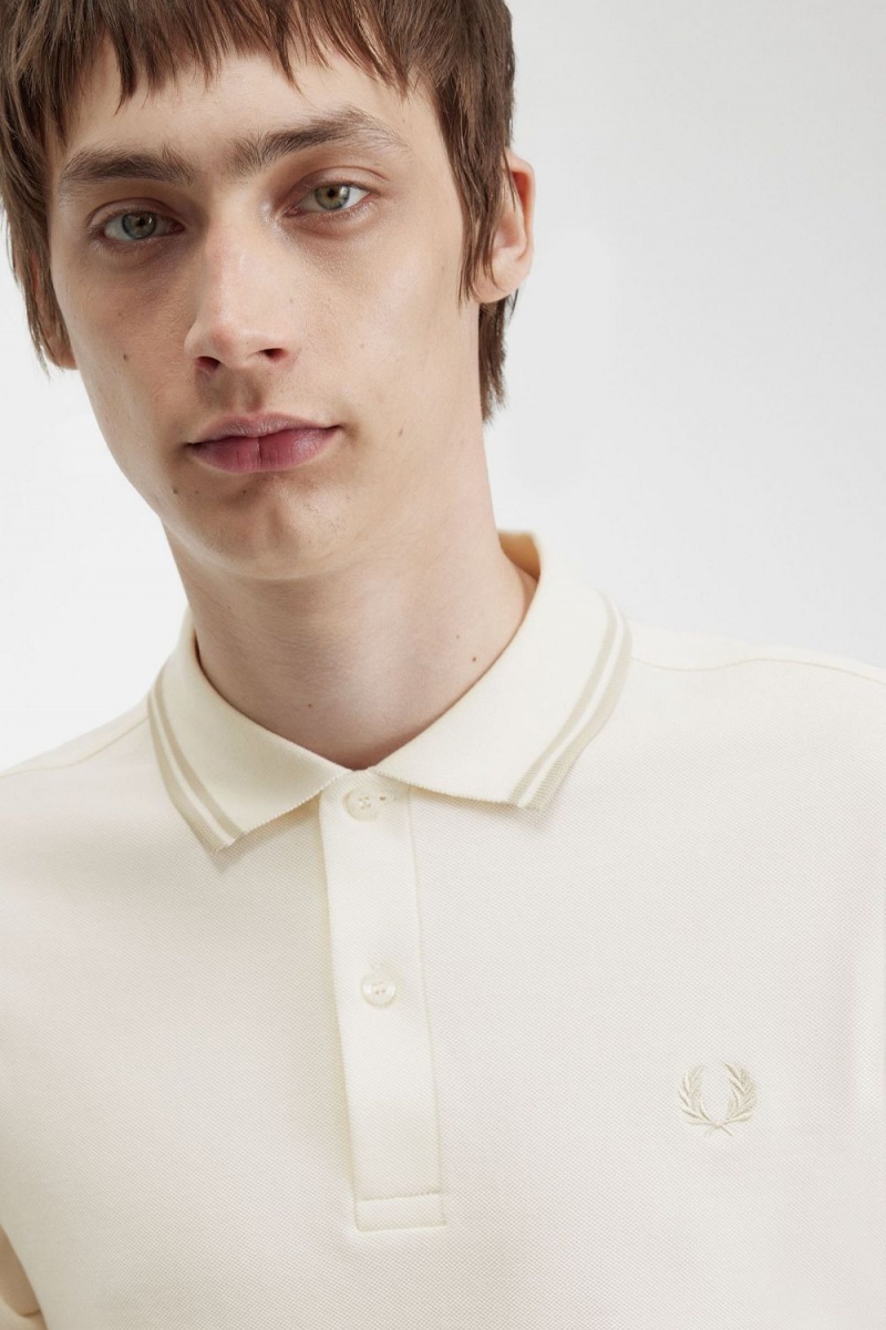 Fred Perry M3636 Men's Shirt Beige Oatmeal Oatmeal | UWNBQ6734