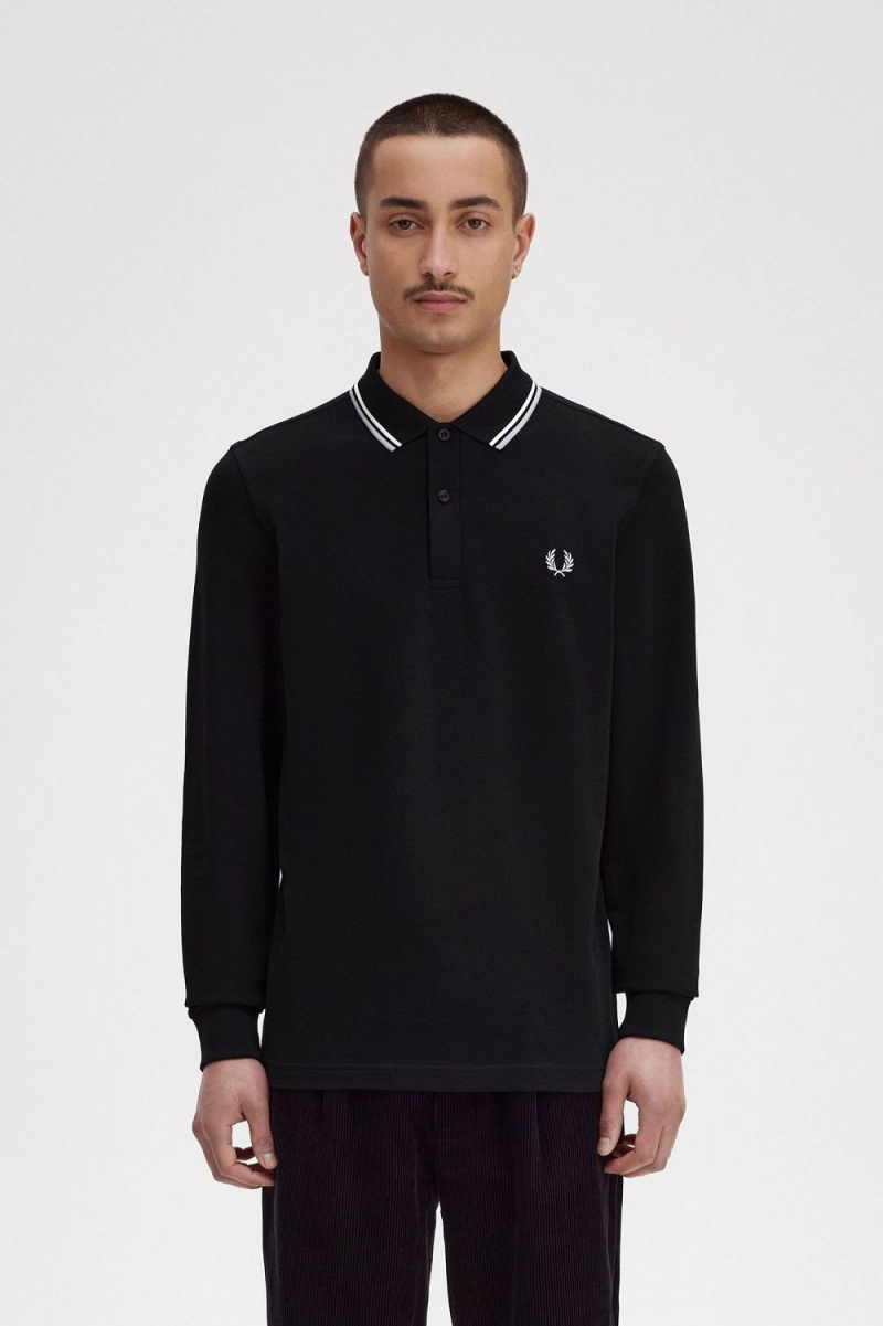 Fred Perry M3636 Men\'s Shirt Black Beige Limestone | QIZCF1926