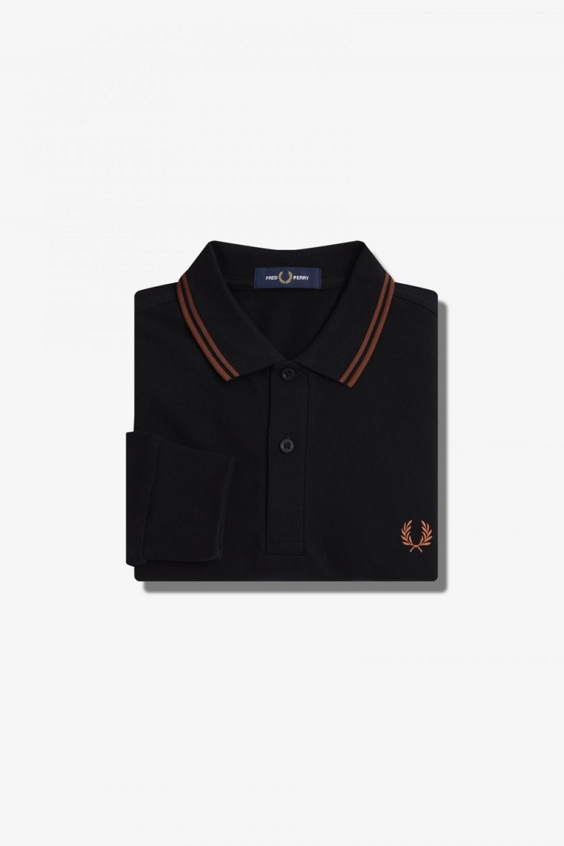 Fred Perry M3636 Men's Shirt Black Whisky Brown | XLYZM9725