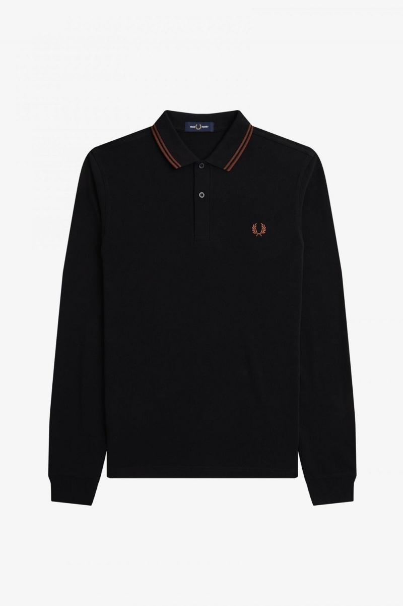 Fred Perry M3636 Men's Shirt Black Whisky Brown | XLYZM9725