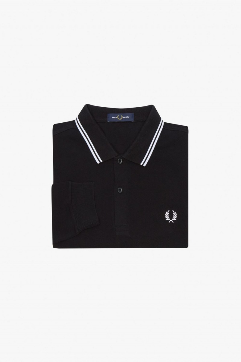 Fred Perry M3636 Men's Shirt Black White | VGDFE8492