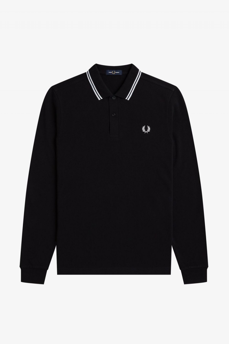 Fred Perry M3636 Men's Shirt Black White | VGDFE8492