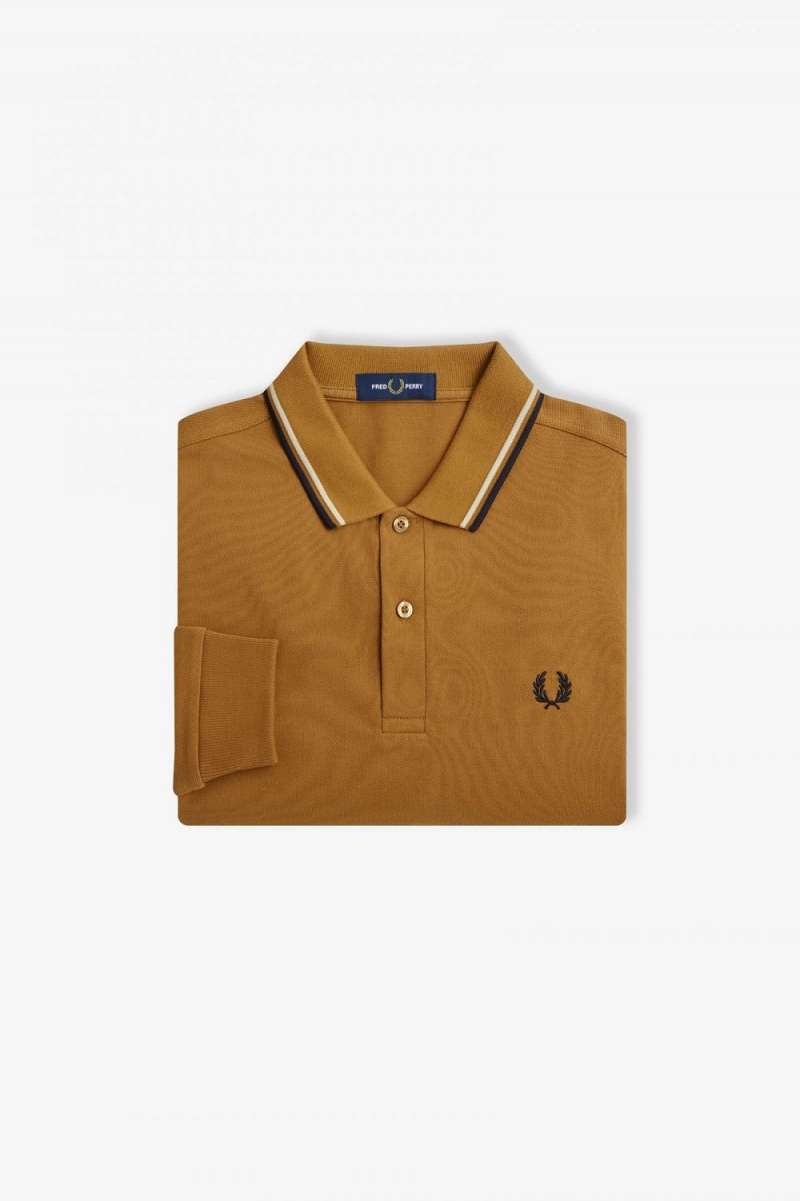 Fred Perry M3636 Men's Shirt Dark Coffee Oatmeal Black | LFWRQ9416