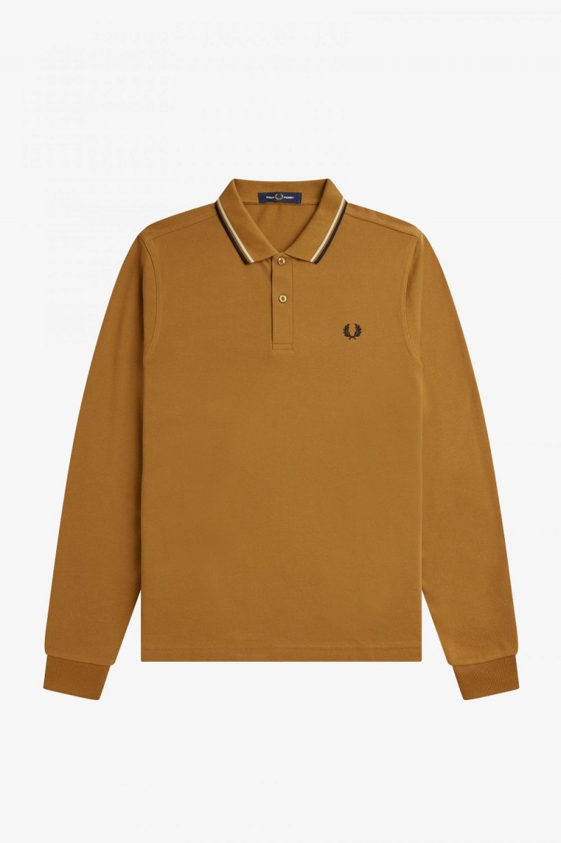 Fred Perry M3636 Men's Shirt Dark Coffee Oatmeal Black | LFWRQ9416