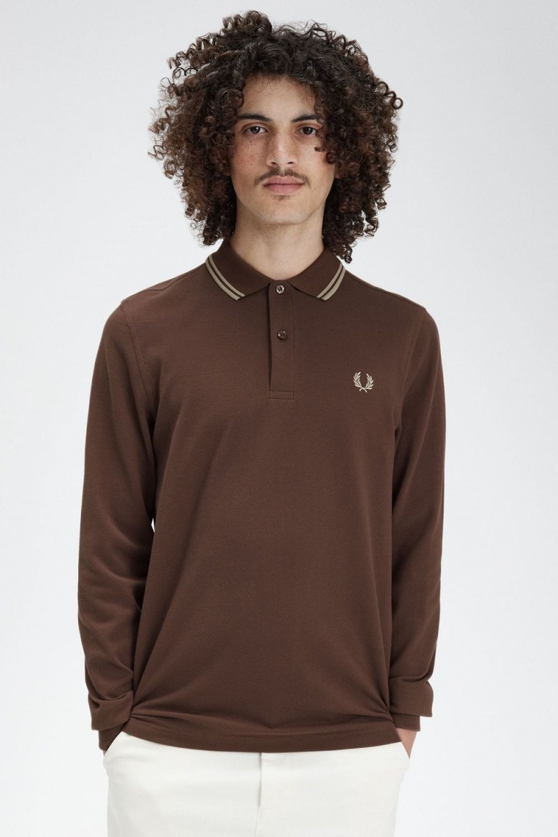 Fred Perry M3636 Men's Shirt Dark Red Warm Grey | YHMKJ2183