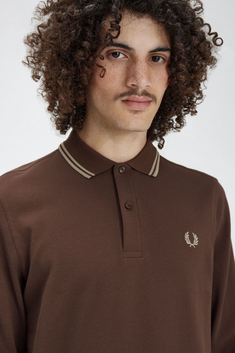 Fred Perry M3636 Men's Shirt Dark Red Warm Grey | YHMKJ2183