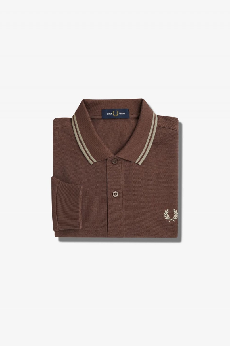 Fred Perry M3636 Men's Shirt Dark Red Warm Grey | YHMKJ2183