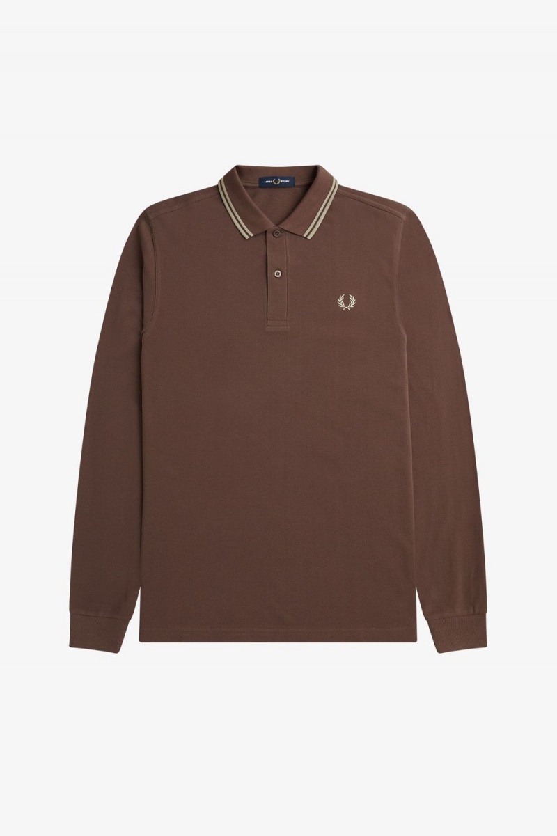 Fred Perry M3636 Men's Shirt Dark Red Warm Grey | YHMKJ2183