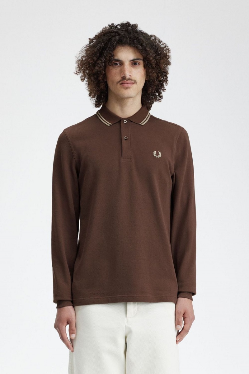 Fred Perry M3636 Men\'s Shirt Dark Red Warm Grey | YHMKJ2183