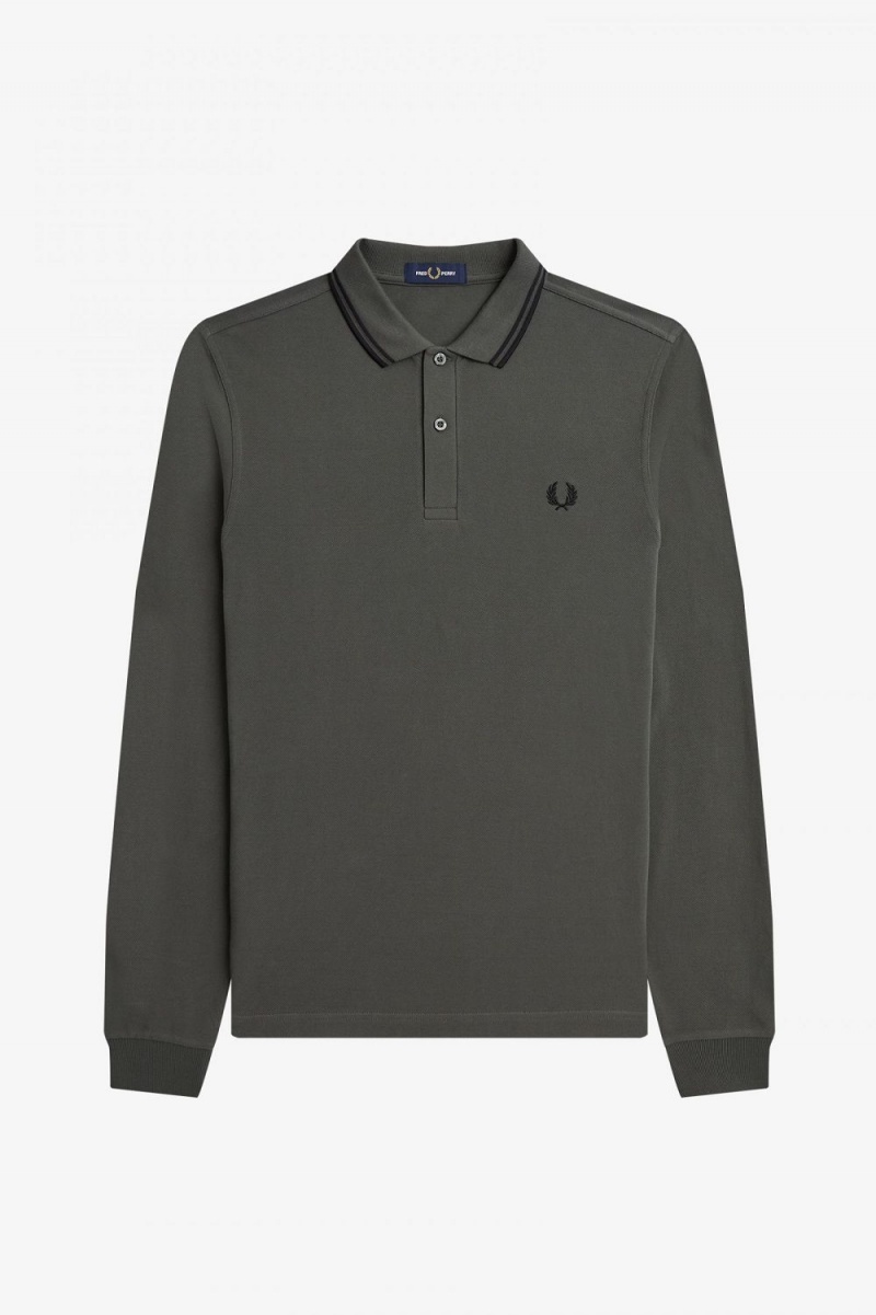 Fred Perry M3636 Men's Shirt Field Green Black | EVIJR6279