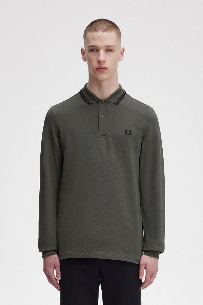 Fred Perry M3636 Men\'s Shirt Field Green Black | EVIJR6279