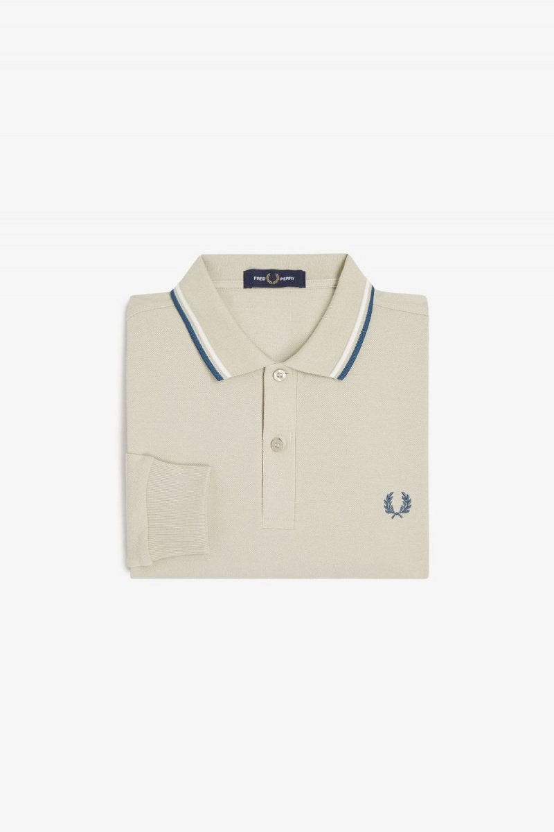 Fred Perry M3636 Men\'s Shirt Light Mint Snow White Petrol Blue | PGOAZ8016